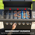 6+1 Burner Gas BBQ Grill with Cabinet and Viewing Window, Black