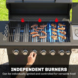 6+1 Burner Gas BBQ Grill with Cabinet and Viewing Window, Black