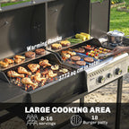Dual Fuel BBQ Grill with Charcoal and 2+1 Gas Burners, Black