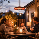 Hanging Patio Heater with LED Light, Touch & Remote, 1000/2000W IP65, Black