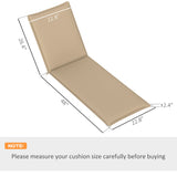 2-Piece Outdoor Lounge Chair Cushions, 76" x 23", Beige