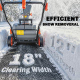 40V 18" Cordless Snow Blower, Brushless 1400W Motor, PU Auger, 2x4Ah Batteries