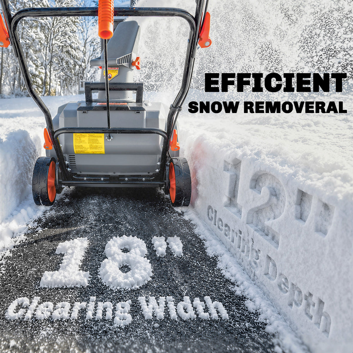 40V 18" Cordless Snow Blower, Brushless 1400W Motor, PU Auger, 2x4Ah Batteries
