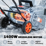 40V 18" Cordless Snow Blower, Brushless 1400W Motor, PU Auger, 2x4Ah Batteries