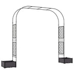 7.2ft Garden Arch with 2 Planter Boxes for Climbing Plants, Black