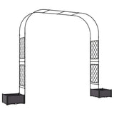 7.2ft Garden Arch with 2 Planter Boxes for Climbing Plants, Black