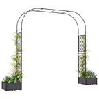 7.2ft Garden Arch with 2 Planter Boxes for Climbing Plants, Black