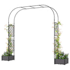 7.2ft Garden Arch with 2 Planter Boxes for Climbing Plants, Black