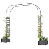 7.2ft Garden Arch with 2 Planter Boxes for Climbing Plants, Black