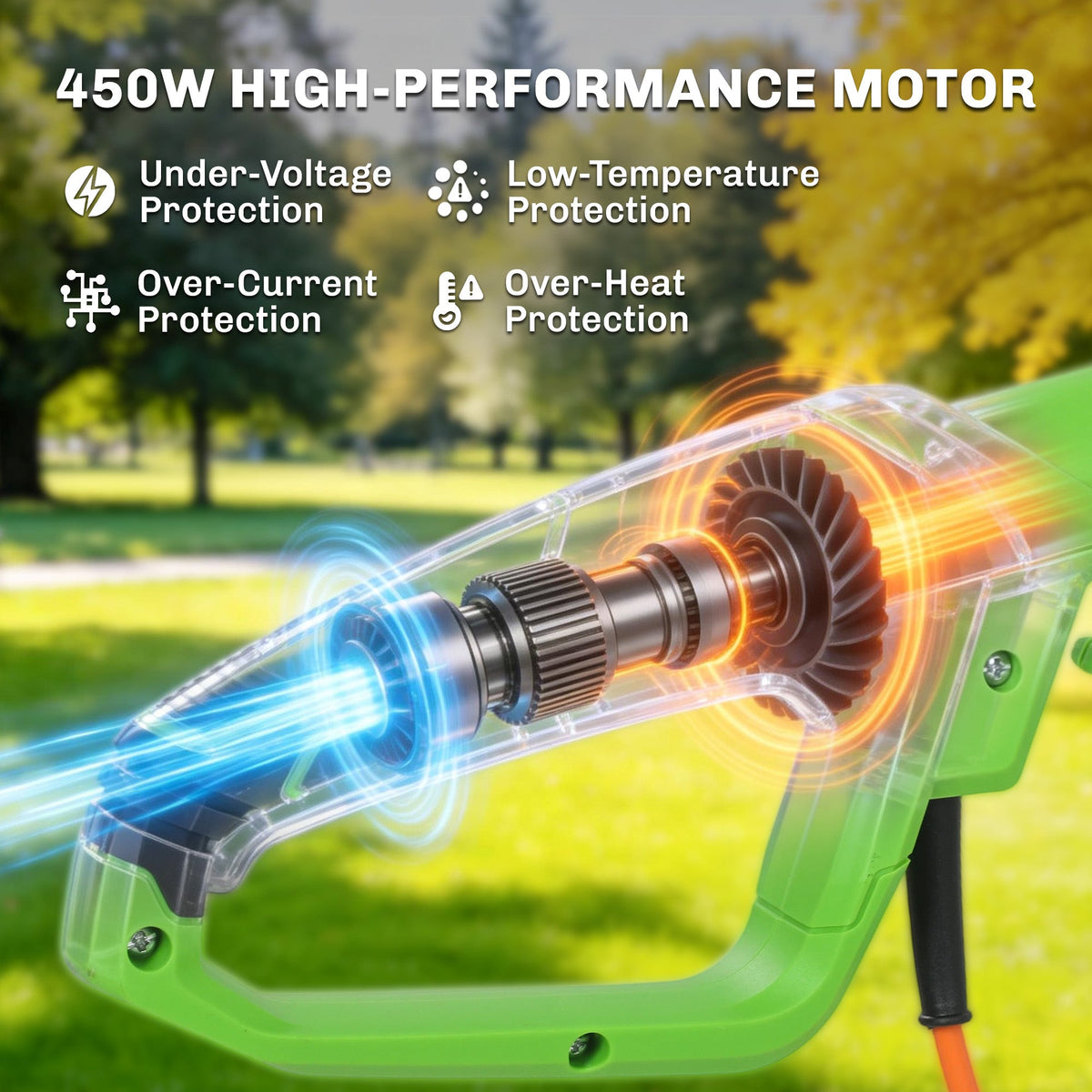 2.6 m Extendable Hedge Trimmer with 90° Head and 10 m Cable