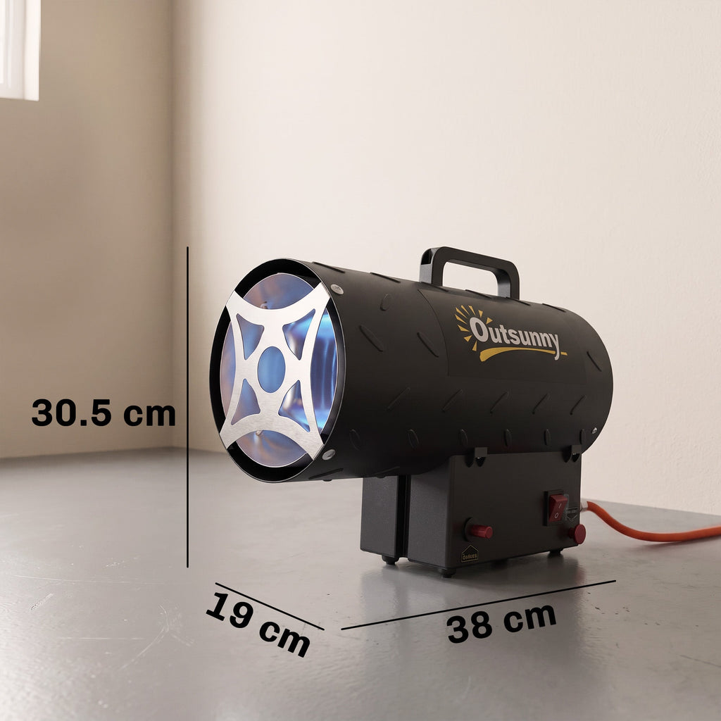 15 kW/51000 BTU Industrial Propane Space Heater with Piezo Ignition, Overheat Protection, IPX4, Black