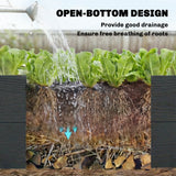 3 x 3 x 1ft Vinyl Raised Garden Bed with Open Bottom, Grey Wood Effect