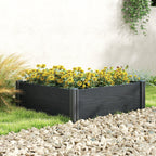 3 x 3 x 1ft Vinyl Raised Garden Bed with Open Bottom, Grey Wood Effect