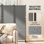 4 Panel Folding Room Divider with Lockable Wheels, Dark Grey