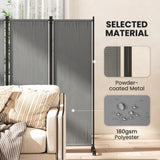 4 Panel Folding Room Divider with Lockable Wheels, Dark Grey