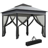10.7 x 10.7ft Pop-Up Gazebo with Mesh Curtains & UV30 Roof, Dark Grey