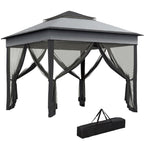 10.7 x 10.7ft Pop-Up Gazebo with Mesh Curtains & UV30 Roof, Dark Grey