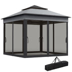 10.7 x 10.7ft Pop-Up Gazebo with Mesh Curtains & UV30 Roof, Dark Grey