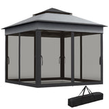 10.7 x 10.7ft Pop-Up Gazebo with Mesh Curtains & UV30 Roof, Dark Grey