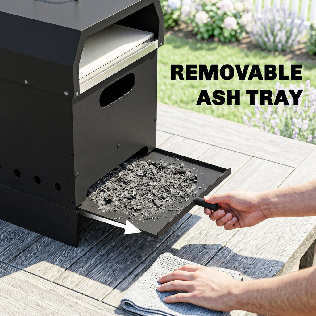 3-in-1 Wood-Fired Pizza Oven with Stone & Peel for Charcoal Grill, Black