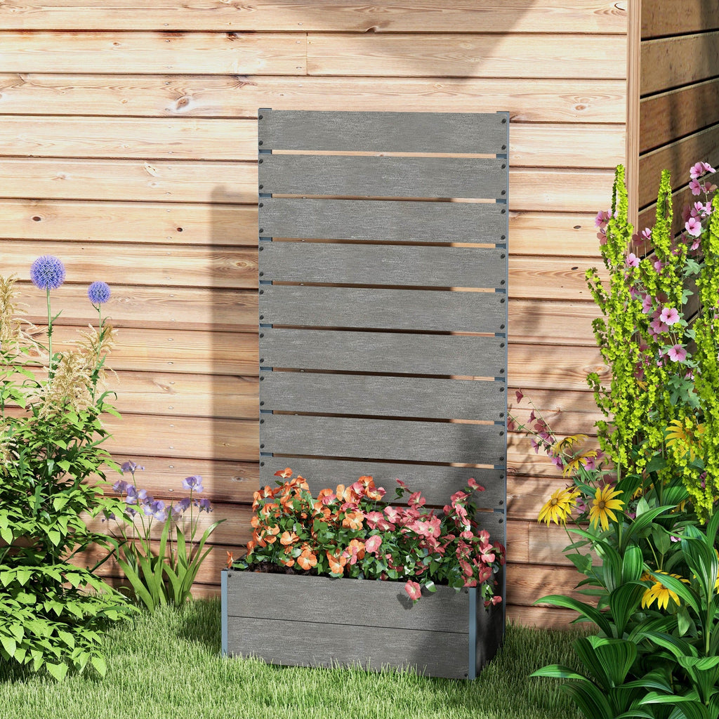 28" x 15" x 59" Raised Garden Bed with Trellis, Dark Grey