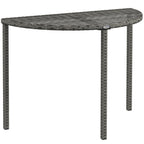 39.4" Half Round PE Rattan Side Table with Metal Frame, Grey