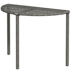 39.4" Half Round PE Rattan Side Table with Metal Frame, Grey