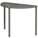 39.4" Half Round PE Rattan Side Table with Metal Frame, Grey