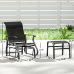 2-Piece Outdoor Glider Chair with Ottoman and All-Weather Breathable Mesh, Black