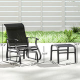 2-Piece Outdoor Glider Chair with Ottoman and All-Weather Breathable Mesh, Black