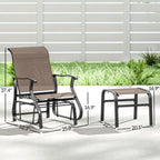 2-Piece Outdoor Glider Chair with Ottoman and All-Weather Breathable Mesh, Brown