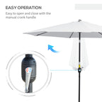 10' x 8' Round Market Umbrella with Crank and Tilt, White