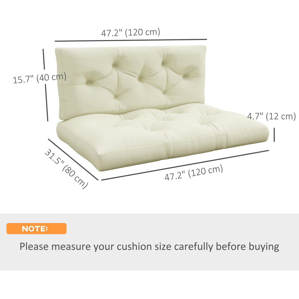 2-Seater 5" Thick Outdoor Seat Cushions with Back for Loveseat, Cream White