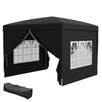 10' x 10' Pop-Up Party Tent Canopy with Carrying Bag for Outdoor Events, Black