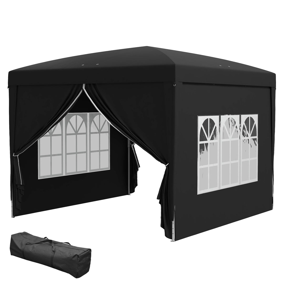 10' x 10' Pop-Up Party Tent Canopy with Carrying Bag for Outdoor Events, Black