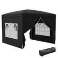 10' x 10' Pop-Up Party Tent Canopy with Carrying Bag for Outdoor Events, Black