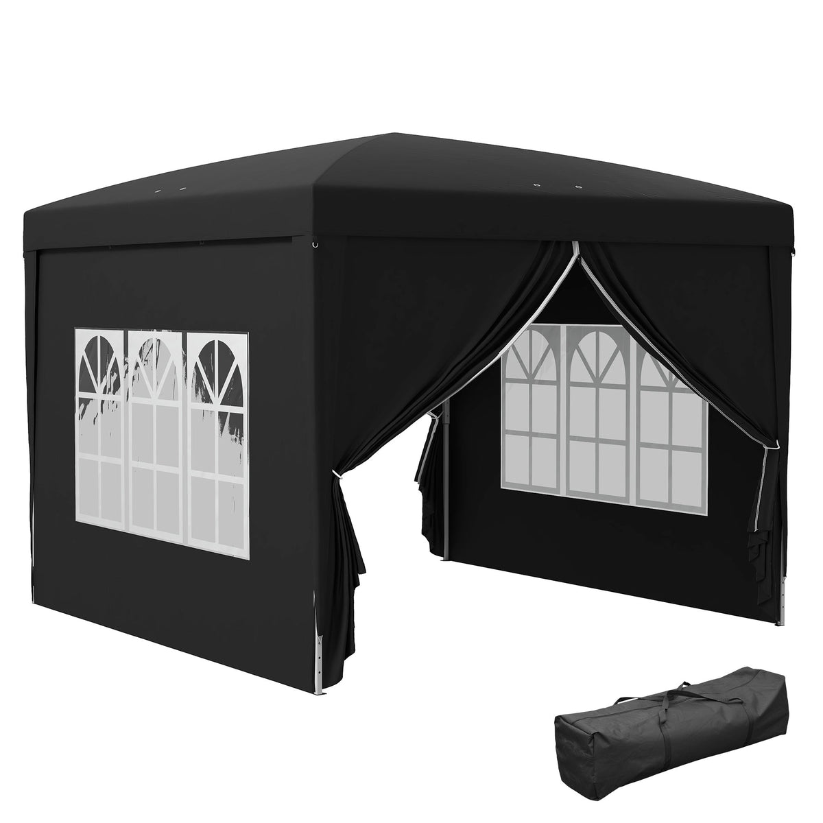 10' x 10' Pop-Up Party Tent Canopy with Carrying Bag for Outdoor Events, Black