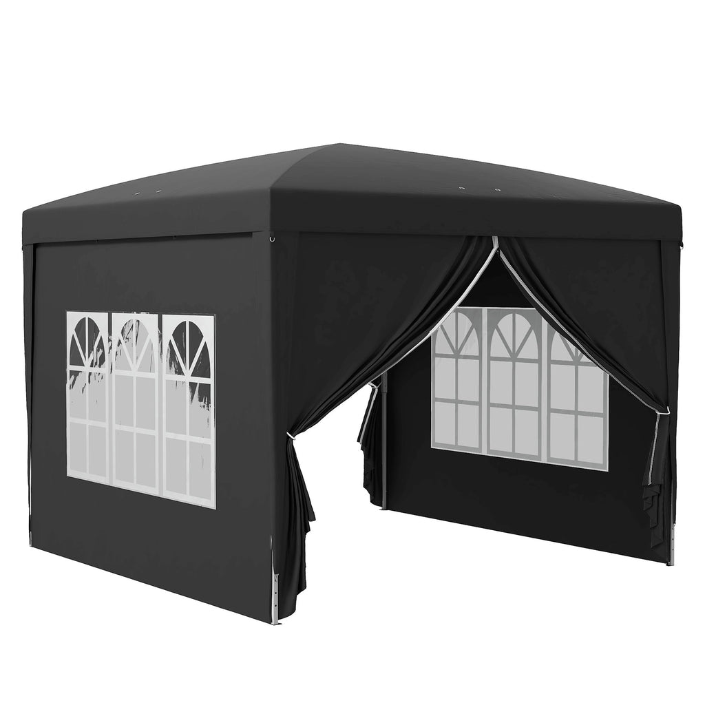 10' x 10' Pop-Up Party Tent Canopy with Carrying Bag for Outdoor Events, Black
