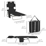 Folding Lounge Chair with Face Hole, Side Pocket and Strap, Black