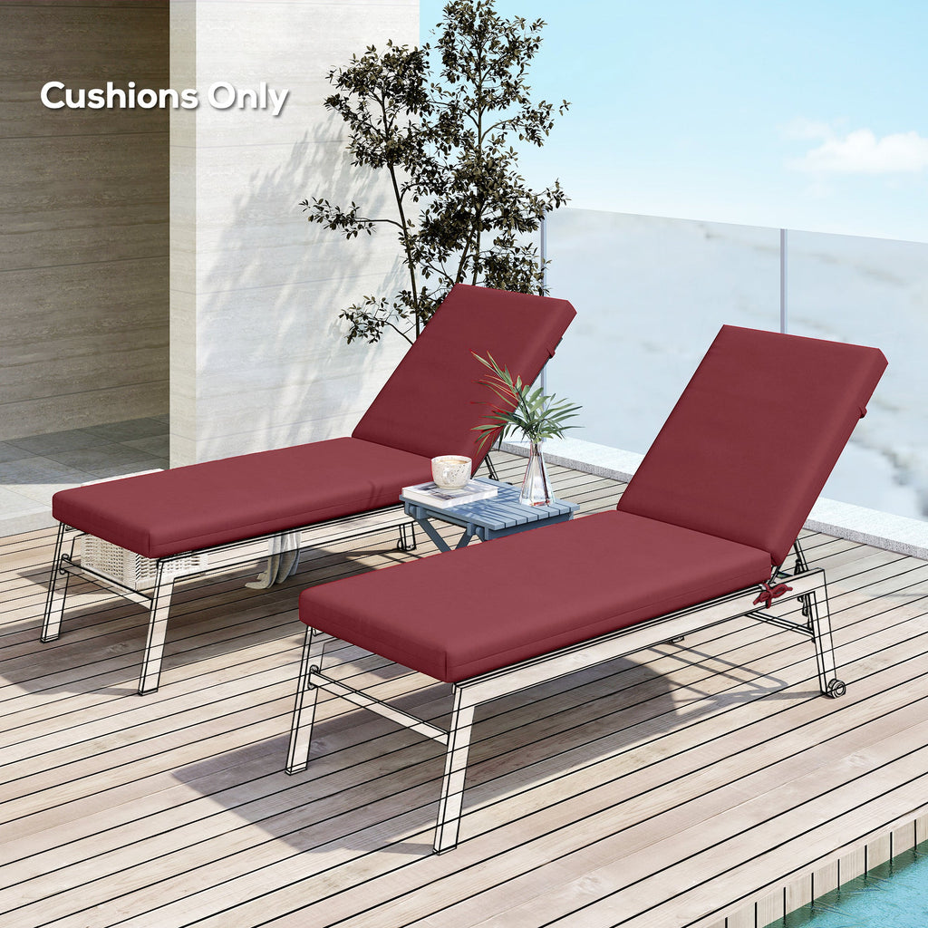 2pc Patio Chair Cushion Set with Ties for Indoor or Outdoor, Wine Red