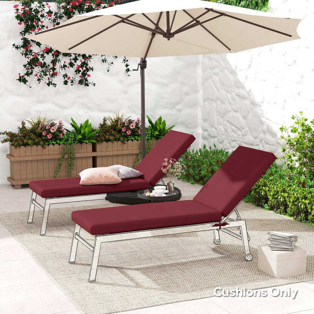 2pc Patio Chair Cushion Set with Ties for Indoor or Outdoor, Wine Red