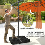 3 m Cantilever Parasol with Weights, Cover & Cross Base, Orange