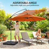 3 m Cantilever Parasol with Weights, Cover & Cross Base, Orange