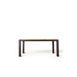 Merced Dining Table in Charcoal Aluminum With Teak Top
