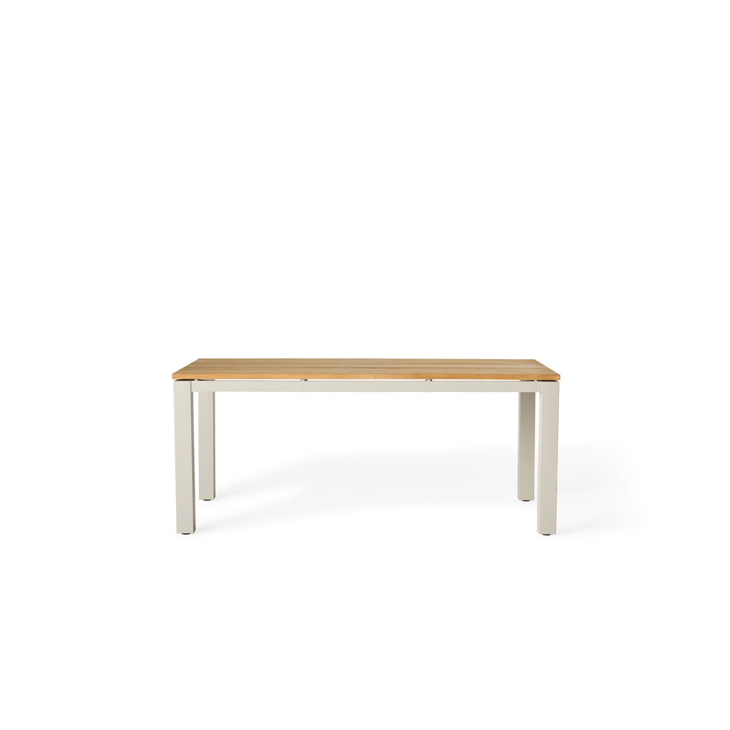 Merced Dining Table in Dune Aluminum With Teak Top