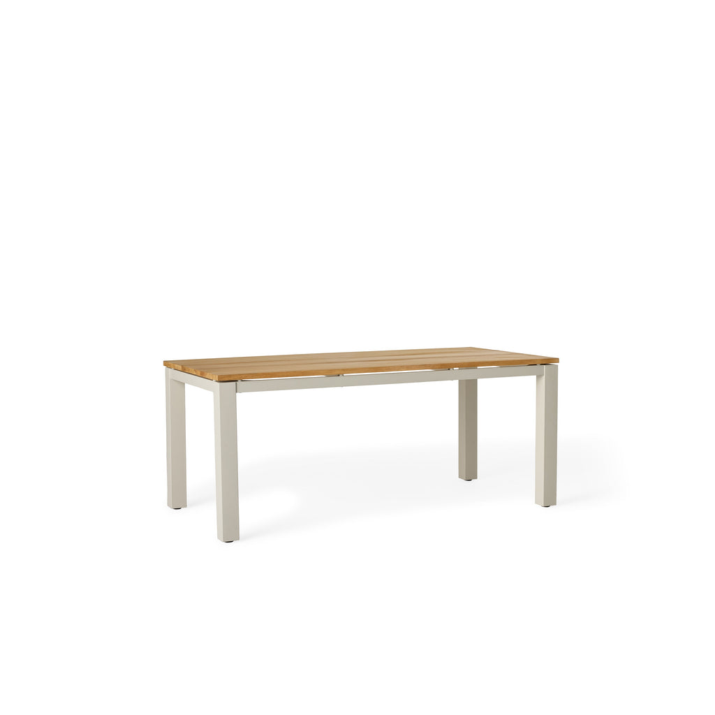 Merced Dining Table in Dune Aluminum With Teak Top
