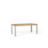 Merced Dining Table in Dune Aluminum With Teak Top