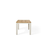 Merced Dining Table in Dune Aluminum With Teak Top