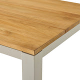 Merced Dining Table in Dune Aluminum With Teak Top