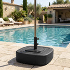 Patio Umbrella Base with Wheels, 110 lbs Sand/86 lbs Water, Black
